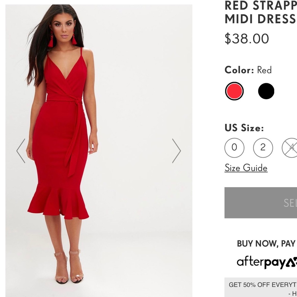 PrettyLitttleThing Red Strappy Midi Dress